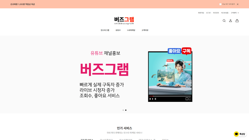 버즈그램 웹사이트 스크린샷