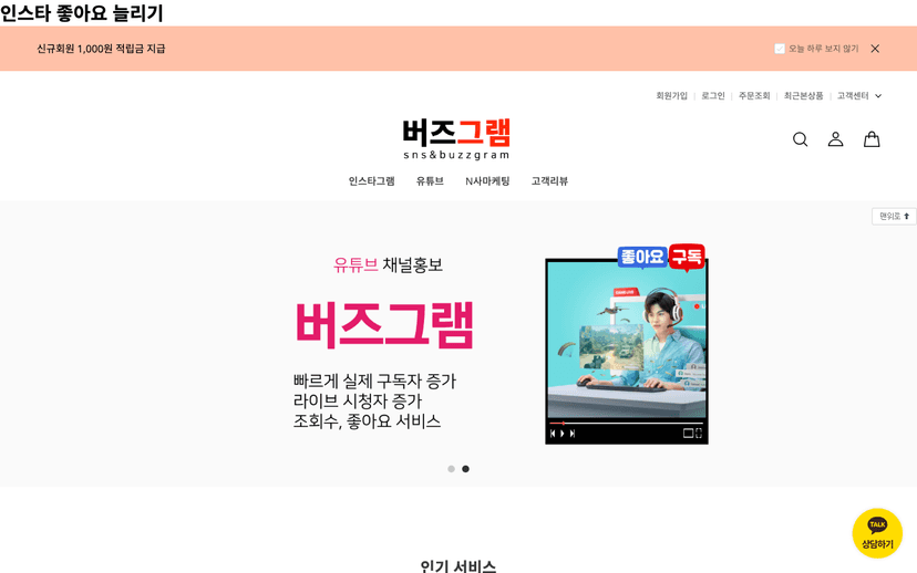 버즈그램 웹사이트 스크린샷