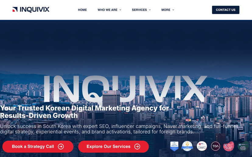 인퀴빅스 웹사이트 스크린샷