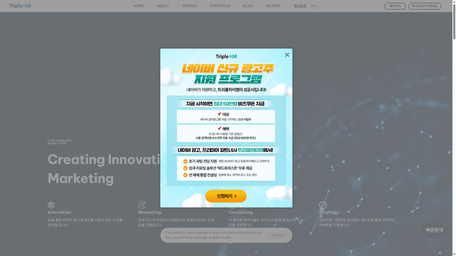 트리플하이엠 웹사이트 스크린샷